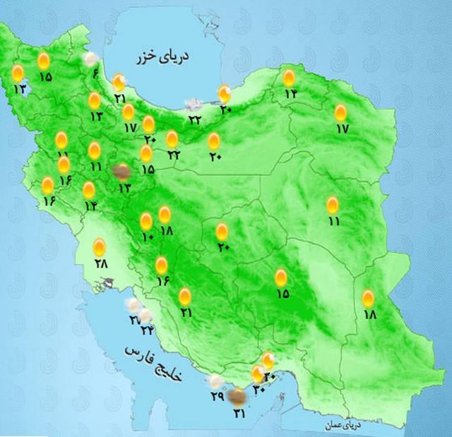 وضعیت آب و هوا امروز یکشنبه 11 مرداد 1405+ وضعیت استانها