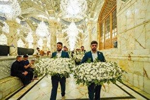 گل‌‎آرایی حرم مطهر امام علی (ع) + عکس