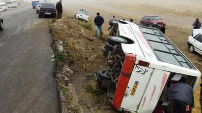 واژگونی مینی‌بوس نوجوانان ورزشکار