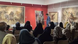 کارگاه اجرای زنده نقاشی‌های عاشورایی استاد بحرینی در نگارخانه رضوان مشهد