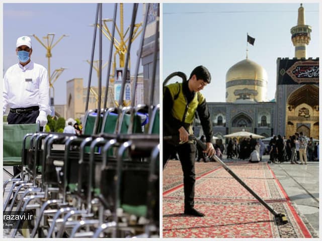«نذر خدمت» ؛ خادمی چندساعته زائران در حرم حضرت رضا (ع)