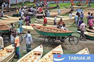 بازار قایق‌های چوبی دست‌ساز محلی در بنگلادش