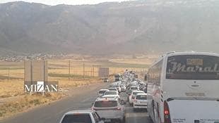 ترافیک سنگین وسایل نقلیه در برخی از محور‌های اربعینی کشور