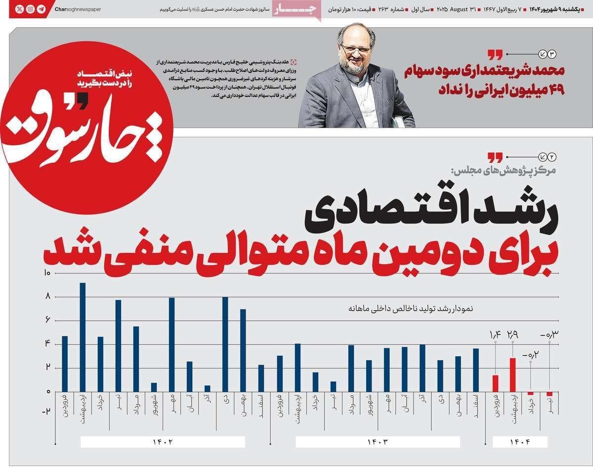 روزنامه‌های اقتصادی یکشنبه نهم شهریور ۱۴۰۴