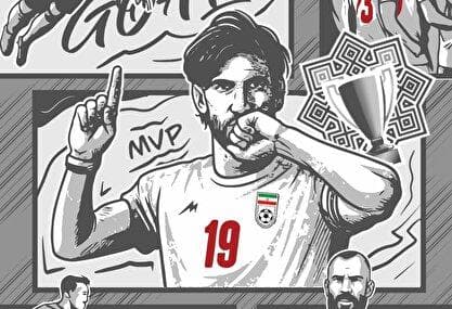 به سبک کمیک بوک‌ها؛ طرح صفحه تیم ملی از لحظات خاص بازی ایران افغانستان