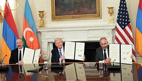 اولین واکنش ایران به توافق ارمنستان و باکو بر سر کریدور موسوم به زنگزور با نام «مسیر ترامپ»: نگرانی خود را از پیامد‌های منفی هرگونه مداخله خارجی در مجاورت مرز‌های مشترک ابراز می‌داریم / ایجاد مسیر‌های ارتباطی زمانی در خدمت امنیت است که تمامیت ارضی کشور‌های منطقه رعایت شود