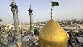 تعویض پرچم گنبد حرم نورانی حضرت معصومه (س) به مناسبت ماه ربیع الاول+فیلم