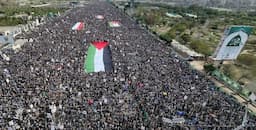 تظاهرات گسترده یمنی‌ها در حمایت از فلسطین