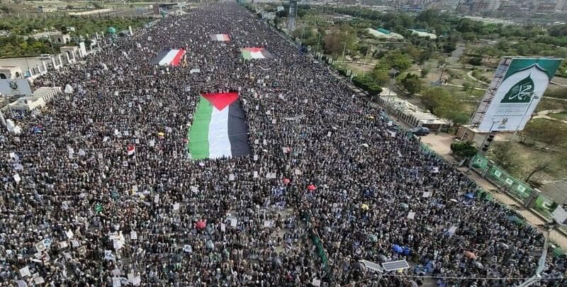 تظاهرات گسترده یمنی‌ها در حمایت از فلسطین