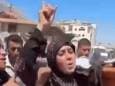 رجزخوانی همسر شهید فلسطینی در تشییع پیکر همسرش
