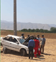 امدادرسانی به مصدومان واژگونی خودروی سواری سمند