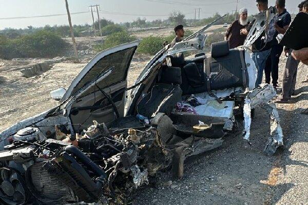 تصادف دلخراش در سیریک و متلاشی شدن خودرو