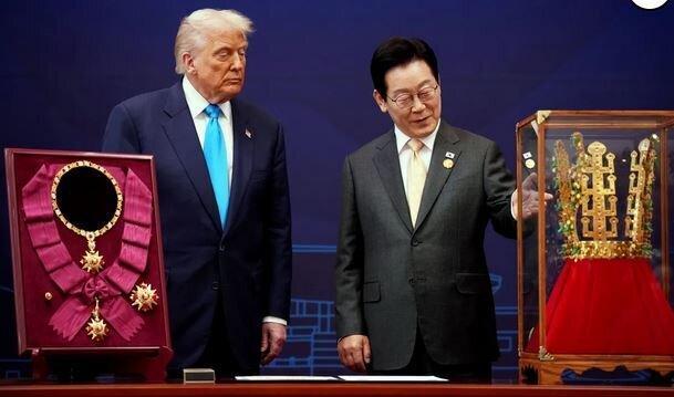 ببینید | ذوق ترامپ، از دریافت بالاترین نشان طلایی غیرنظامی کره جنوبی