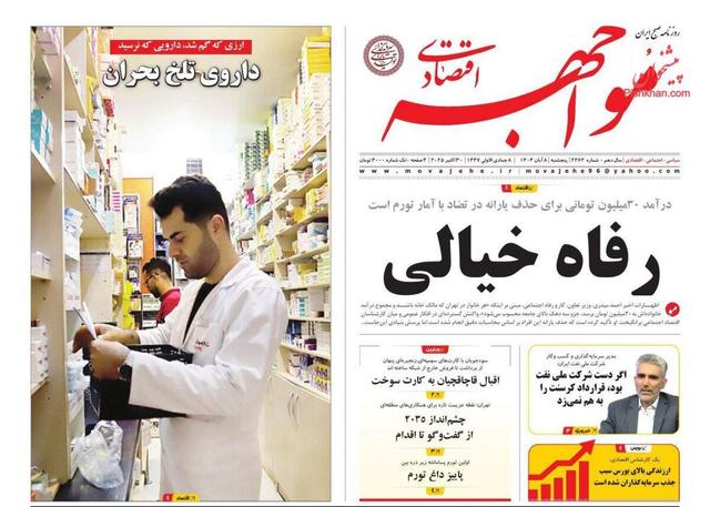 صفحه اول روزنامه های اقتصادی ۸ آبان ۱۴۰۴