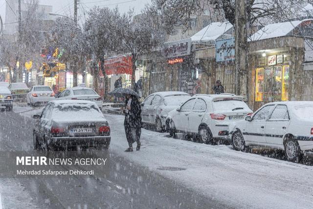آغاز بارش برف در «سپیدان» فارس