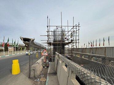 اجرای ستون پایانی؛ گام نهایی آخرین عرشه تقاطع «شهدای خلبان»